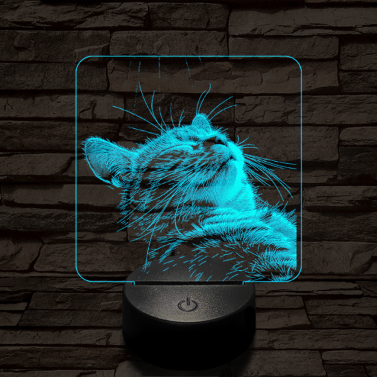 Macska kényelem 7 színű valósághű 3D led lámpa