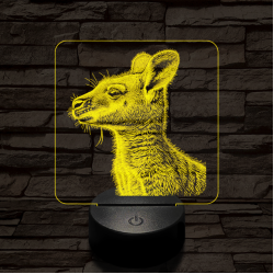 Kenguru portré 7 színű valósághű 3D led lámpa