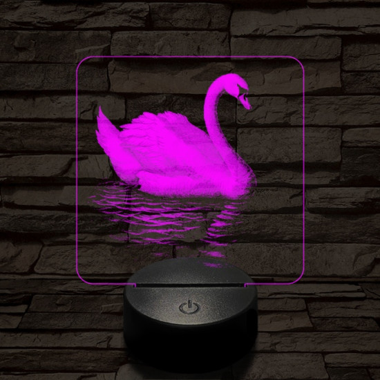 Hattyú a víztükrön 7 színű valósághű 3D led lámpa