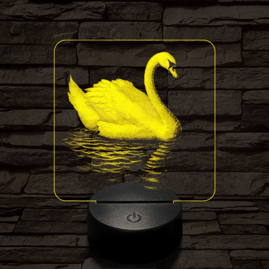 Hattyú a víztükrön 7 színű valósághű 3D led lámpa