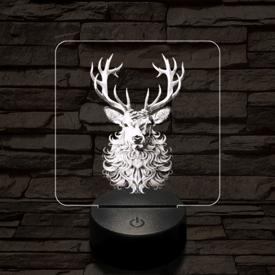 Bozontos szarvas 7 színű valósághű 3D led lámpa