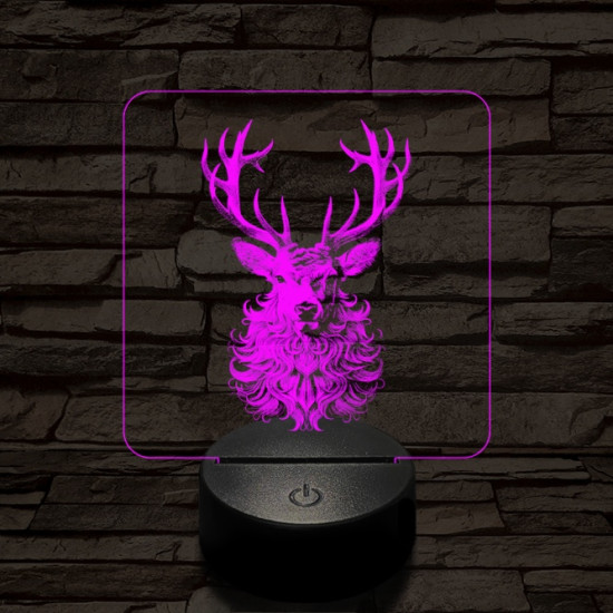 Bozontos szarvas 7 színű valósághű 3D led lámpa