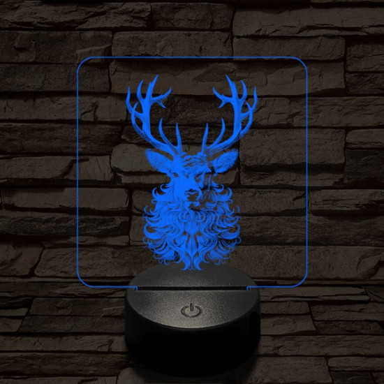Bozontos szarvas 7 színű valósághű 3D led lámpa