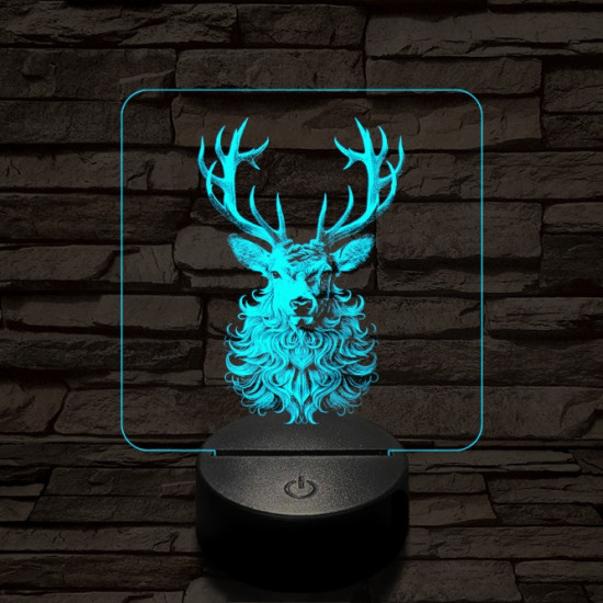 Bozontos szarvas 7 színű valósághű 3D led lámpa
