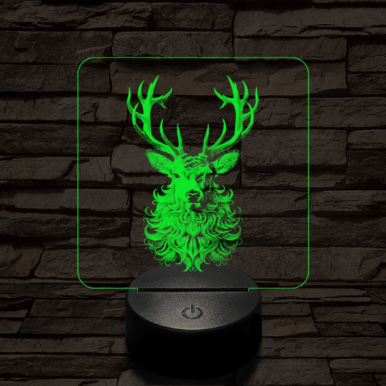 Bozontos szarvas 7 színű valósághű 3D led lámpa