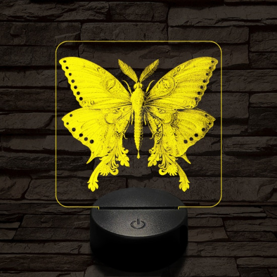 Éjjeli lepke 7 színű valósághű 3D led lámpa