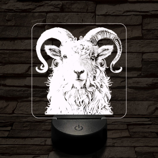 Kos portré 7 színű valósághű 3D led lámpa