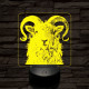 Kos portré 7 színű valósághű 3D led lámpa