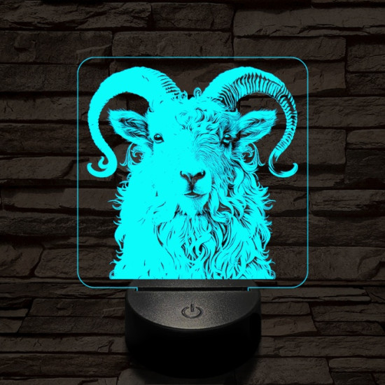 Kos portré 7 színű valósághű 3D led lámpa