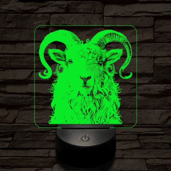 Kos portré 7 színű valósághű 3D led lámpa