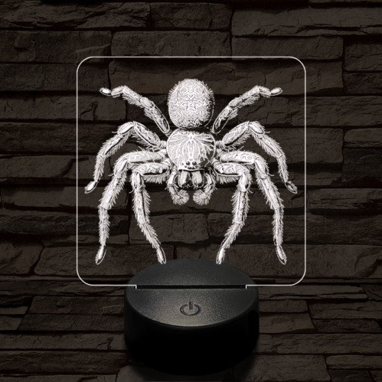 Madárpók 7 színű valósághű 3D led lámpa