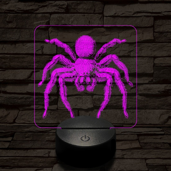 Madárpók 7 színű valósághű 3D led lámpa