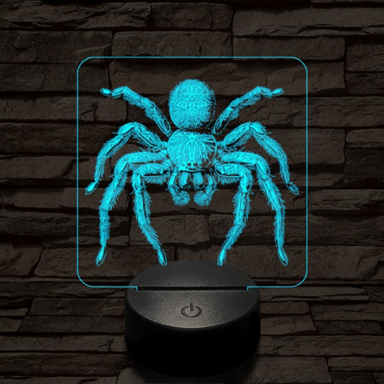 Madárpók 7 színű valósághű 3D led lámpa