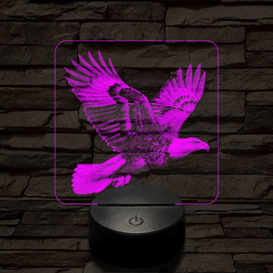 Elszánt sas 7 színű valósághű 3D led lámpa
