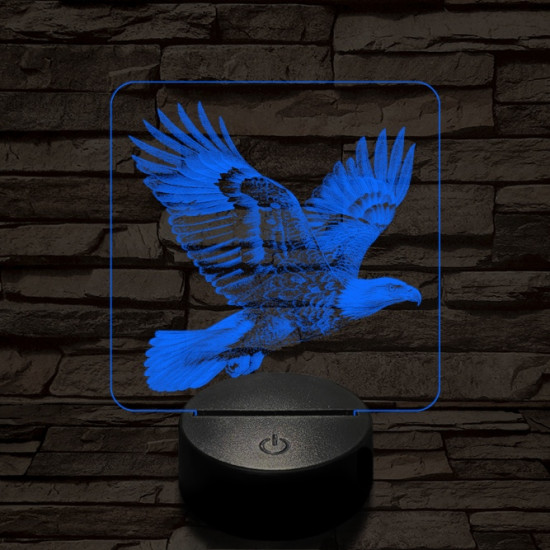 Elszánt sas 7 színű valósághű 3D led lámpa