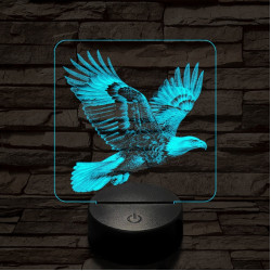 Elszánt sas 7 színű valósághű 3D led lámpa