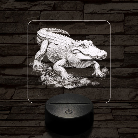 Támadó krokodil 7 színű valósághű 3D led lámpa