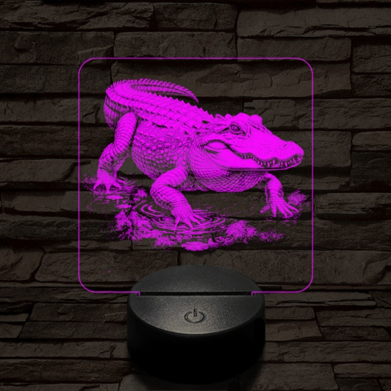 Támadó krokodil 7 színű valósághű 3D led lámpa