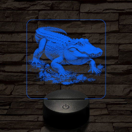 Támadó krokodil 7 színű valósághű 3D led lámpa