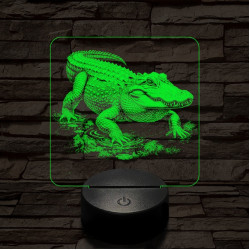 Támadó krokodil 7 színű valósághű 3D led lámpa