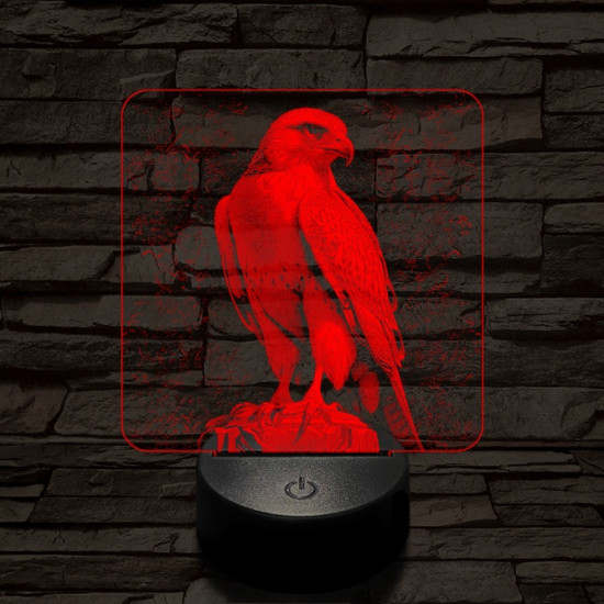 Sütkérező sólyom 7 színű valósághű 3D led lámpa