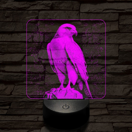 Sütkérező sólyom 7 színű valósághű 3D led lámpa