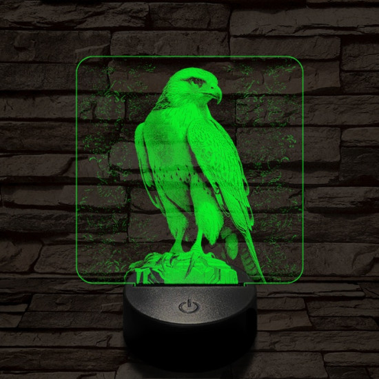 Sütkérező sólyom 7 színű valósághű 3D led lámpa