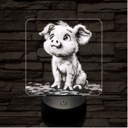 Mókás kismalac 7 színű valósághű 3D led lámpa