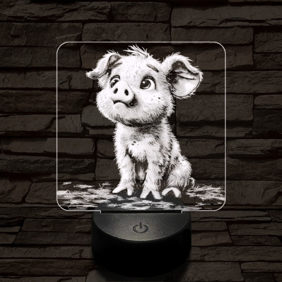 Mókás kismalac 7 színű valósághű 3D led lámpa
