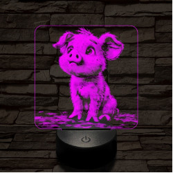 Mókás kismalac 7 színű valósághű 3D led lámpa