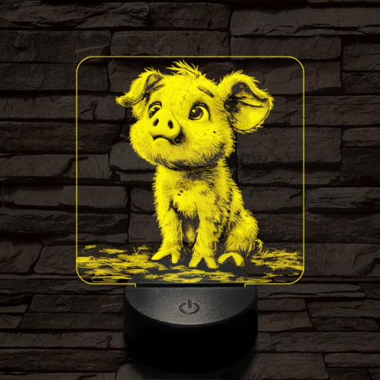 Mókás kismalac 7 színű valósághű 3D led lámpa