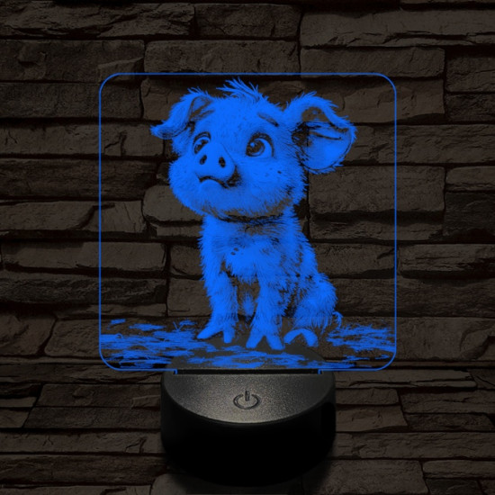 Mókás kismalac 7 színű valósághű 3D led lámpa