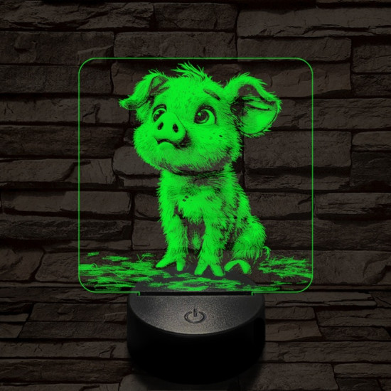 Mókás kismalac 7 színű valósághű 3D led lámpa