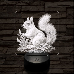 Gyűjtögető mókuska 7 színű valósághű 3D led lámpa