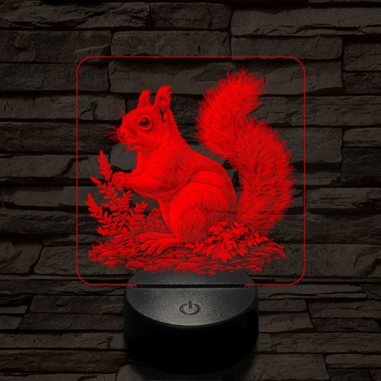 Gyűjtögető mókuska 7 színű valósághű 3D led lámpa