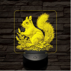 Gyűjtögető mókuska 7 színű valósághű 3D led lámpa