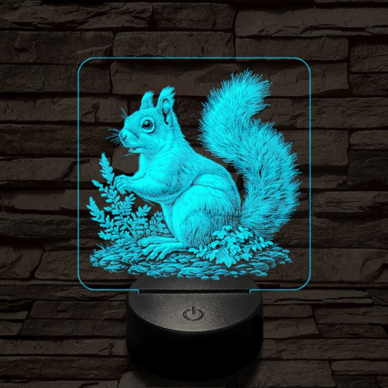 Gyűjtögető mókuska 7 színű valósághű 3D led lámpa