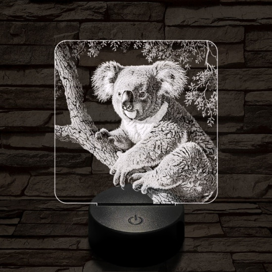 Kapaszkodó koala 7 színű valósághű 3D led lámpa