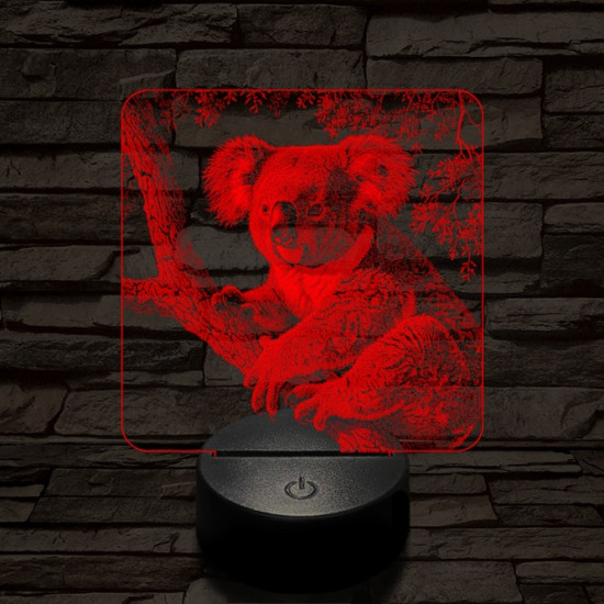 Kapaszkodó koala 7 színű valósághű 3D led lámpa