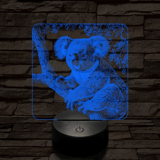 Kapaszkodó koala 7 színű valósághű 3D led lámpa