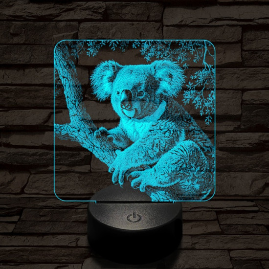 Kapaszkodó koala 7 színű valósághű 3D led lámpa