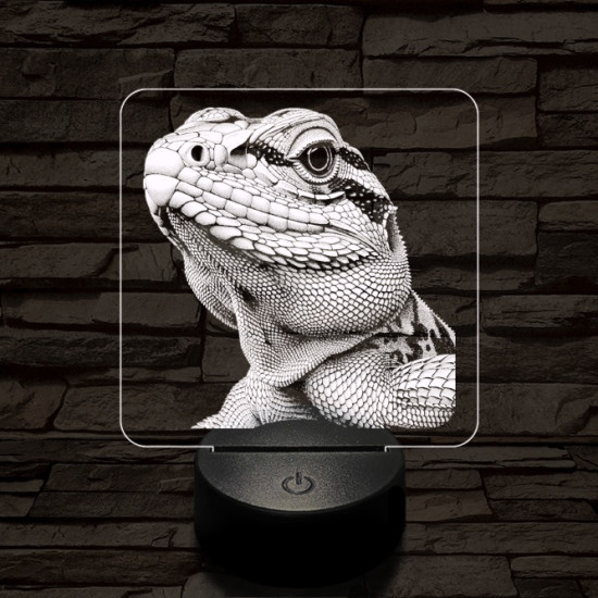 Bámészkodó gyík 7 színű valósághű 3D led lámpa