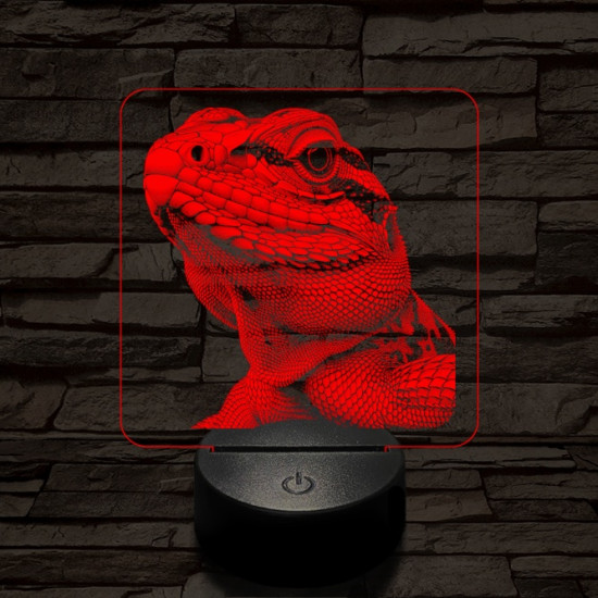 Bámészkodó gyík 7 színű valósághű 3D led lámpa