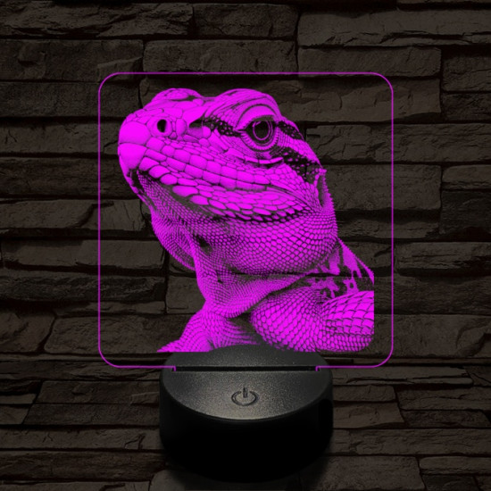 Bámészkodó gyík 7 színű valósághű 3D led lámpa