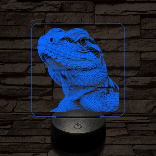 Bámészkodó gyík 7 színű valósághű 3D led lámpa