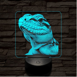 Bámészkodó gyík 7 színű valósághű 3D led lámpa