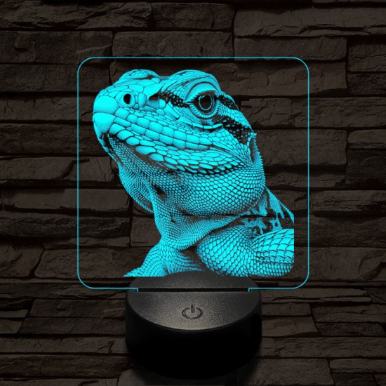 Bámészkodó gyík 7 színű valósághű 3D led lámpa