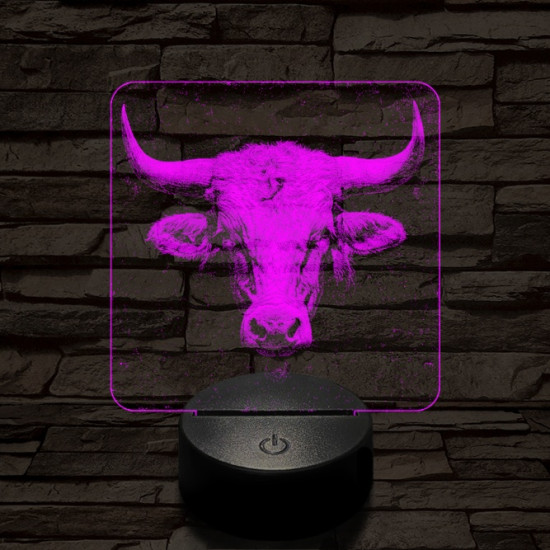 A tehéncsorda vezére 7 színű valósághű 3D led lámpa