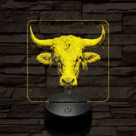 A tehéncsorda vezére 7 színű valósághű 3D led lámpa