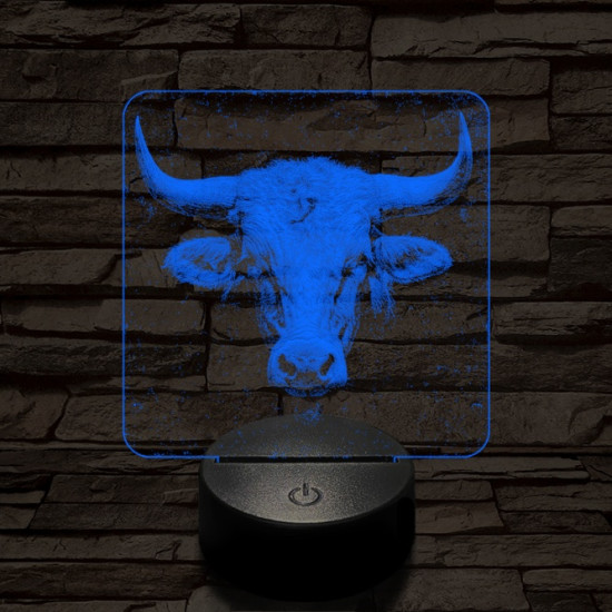 A tehéncsorda vezére 7 színű valósághű 3D led lámpa